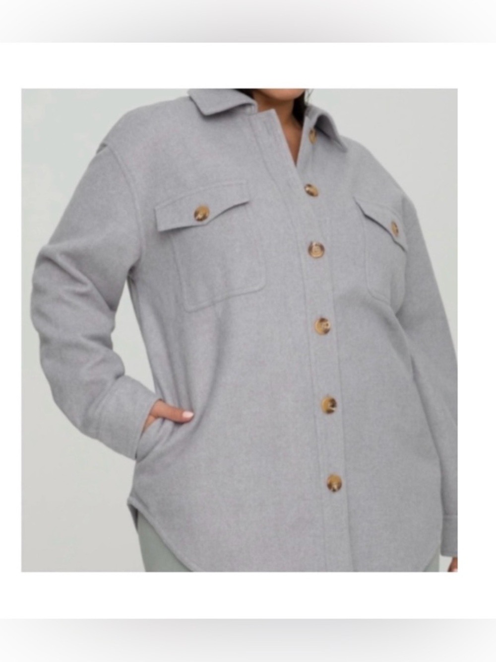 Good American Longline Dusty‎ Quarry Shacket. Size 3/4 (L/XL)